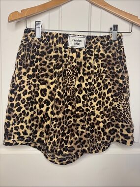Fashion 1990 Leopard Print Mini Skirt - Brown & Black